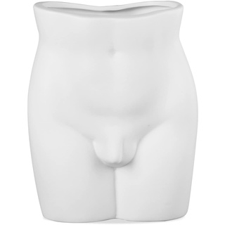 SANFERGE Butt Vase für Blumen – Kunst männliche Form Körper Keramik Vase für Home Decor, 15,2 cm, matt weiß