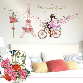 Eiffelturm-wandtattoos Paris – Wiederverwendbare Klebeaufkleber Für Mädchenzimmer
