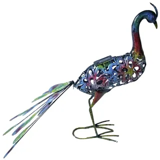 Solarlampe Pfau Solarleuchte für Außen Deko Figuren Gartendekoration Solar, mehrfarbig, 1x LED AKKU, H 61,5 cm, Garten