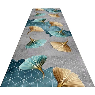SLDAGe Schmaler Teppichläufer, 3D Lingzhi Blumenmuster Flur Extra Langer Teppich rutschfeste Teppiche Vordertürmatte Für Küchenflur Treppen,120x700cm