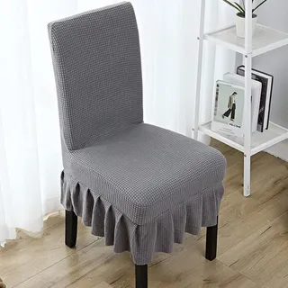Ricemru Rock Stuhl Bezüge 4 Stück Grau Stuhlhussen Universal Stretch Dicker Stoff Stuhlhussen Landhaus Elegant Stuhlbezug Stuhlschutz Abnehmbare Abdeckung Esszimmer