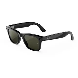 Meta Ray-Ban Meta Wayfarer (Gen 3), Groß, Schwarz glänzend, Gläser: Grün polarisiert, Unisex-AI Glasses mit Kamera AI