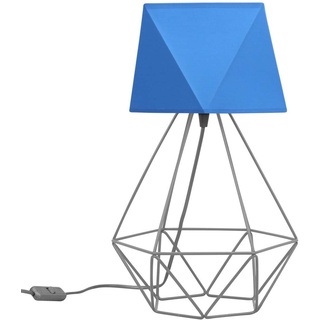 Light-Home Lampenschirm Tischlampe Modern - Elegante Nachttischlampe für Schlafzimmer Wohnzimmer - Tischleuchte E27-40x23,5 cm - Grau und Blau Diamant