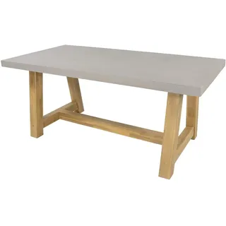 Lesli Living Gartentisch Gartentisch Esstisch Tafel 180x90x77 cm Akazie Holz Beton-Optik braun