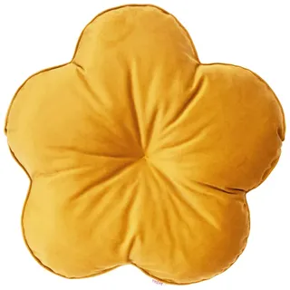 beties - Samt&Sonders Serie - Kissen Blume ca. 50 Ø cm; Blümchen-Kissen, Bodenkissen, Sitzkissen, Wohndekoration & Plüsch-Wurfkissen für Bett, Sofa, Sessel zur Deko-Stofftiere (Curry-senf)