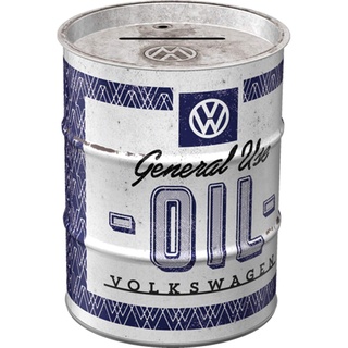 Nostalgic-Art Retro Spardose, 600 ml, VW – General Use Oil – Volkswagen Bus Geschenk-Idee, Sparschwein aus Metall, Vintage Blech-Sparbüchse