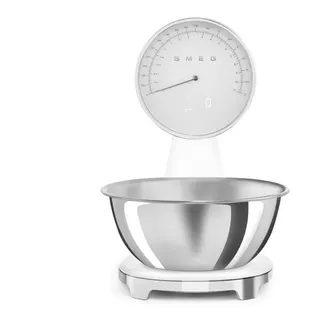 Smeg Küchenwaage SMEG Retro Küchenwaage 5kg/1g Analog- Digitalanzeige USB Akku Weiß weiß
