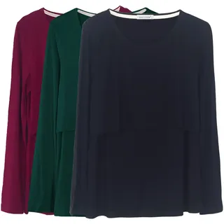 Smallshow Damen Stillshirt Langarm Umstandsshirt 3er Pack - XL