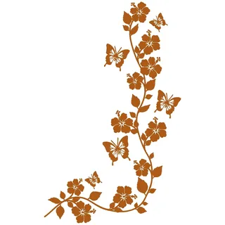 Samunshi® Blumenranke Wandtattoo rechtwinklig 50 x 80cm haselnuss-braun