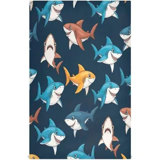 Famanu Geschirrtücher - Dekorative Handtücher - Küchenreinigung - Einseitig Bedruckt - 71x46 cm - Haifisch Blau