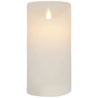 LED Echtwachskerze Weiß 6 Stunden Timerfunktion H 12 cm bewegliche Flamme