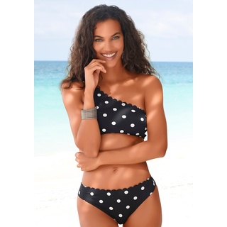 Bustier-Bikini-Top LASCANA "Jada" Gr. 36, Cup A/B, schwarz-weiß (schwarz, weiß) Damen Bikini-Oberteile Ocean Blue in One-Shoulder-Form