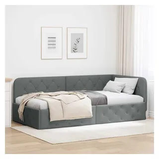 vidaXL Eckbettgestell mit Kopfteil Dunkelgrau 90 x 200 cm Stoff