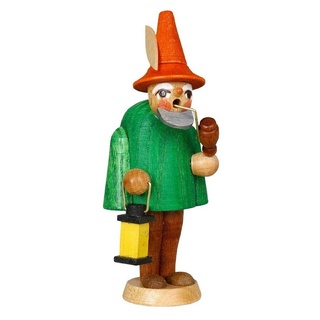 Jan Stephani Erzgebirgische Volkskunst Weihnachtsfigur Vitrinenfigur Wichtel grün Höhe=9,5cm NEU, freistehend, handbemalt, rauchend, mit Laterne, mit spitzem Hut grün