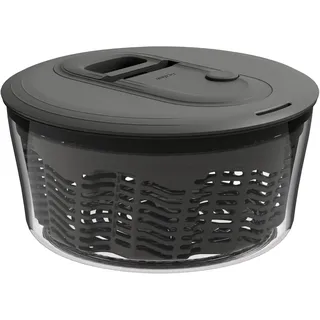 Zyliss Klassisch Easy Spin Salatschleuder Klein, 3,5L/23 cm, Kunststoff, Ausgießer, Mit Seilzug & Stopptaste, AquaVent Technologie, Rutschfestem Boden, BPA-frei, Spülmaschinenfest, Grau