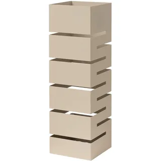 Baroni Home Schirmständer mit modernem Design aus Metall mit geometrischer Schnitzerei - Schirmständer mit Haken und abnehmbarem Auffangfach für Heim- und Bürodekoration, Schwarz, 15,5x15x49 cm