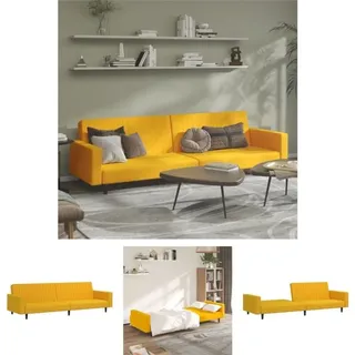 The Living Store - Schlafsofa 2-Sitzer Gelb Samt - Sofas - Gelb