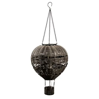 Northpoint Solar Heißluftballon LED Lampe aus Rattan – Wetterfeste Solar Hängelaterne für Garten, Balkon & Terrasse – Boho Deko Windlicht mit warmweißem Licht – Outdoor Solarleuchte zum Aufhängen