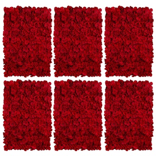 BLOSMON Künstliche Blumen Wand Kunstblumen Deko 6 Stück Rot Blumengestecke Blumenwand Hortensien Dekoblumen Unechte Seidenblumen Gesteck Fuer Hochzeit Balkon Garten Wohnzimmer Tisch Wanddeko
