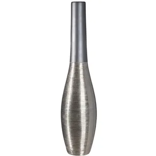 GILDE Deko große Vase XL Bodenvase Grau Silber aus Keramik – Moderne Standvase groß Höhe 73 cm Ø 17 cm – Boden Vase für Pampasgras groß Geschenk für Frauen Muttertag