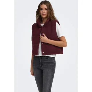 Plüschweste ONLY "ONLSANDRA TEDDY WAISTCOAT LIFE OTW NOOS", Damen, Gr. L, rot (port royale), Plüsch, Obermaterial: 100% Polyester, unifarben, regular fit hüftlang, Westen, Kunstfaser