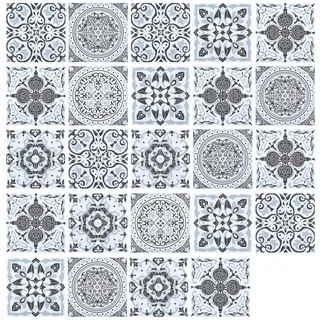 Jinlaili 24 Stk Fliesenaufkleber Selbstklebend 10 x 10cm, PVC Deko Fliesenfolie Küche, Klebefliesen Küchenrückwand, Tile Style Decals, Fliesensticker, Aufkleber für Fliesen Küche, Schrank, Grau
