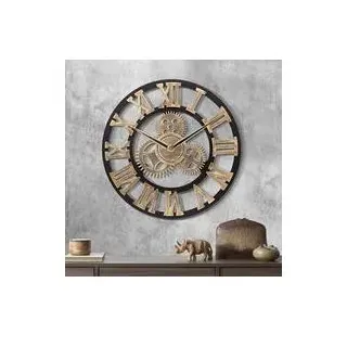 Riesige 30 Cm Große Holzwanduhr, Vintage-wanduhr Mit Geräuschlosem Goldzahnrad Im Industriestil, Steampunk-dekor Ohne Ticken Für Wohnzimmer, Bar, Schlafzimmer