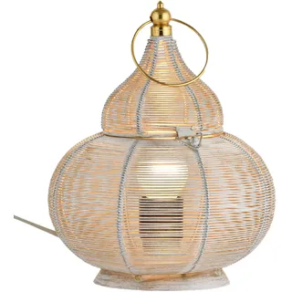 Tischlampe Nachttischlampe E27 orientalisch weiß gold Metall 25cm Leuchte Deko