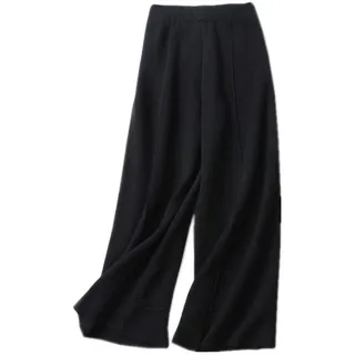 RRMY Damen Hose Kaschmir Hose mit Weitem Bein (Schwarz, Medium) - M