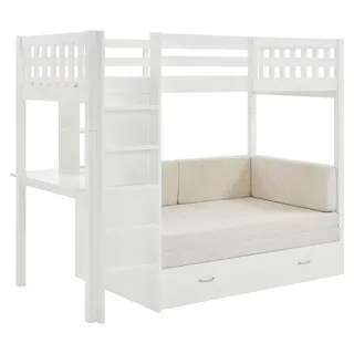 Hochbett mit Sofa mit Schlaffunktion - 90 x 190 cm- Kiefernholz & MDF - Weiß - ORPELIA - Weiß