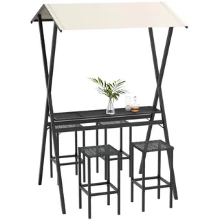 Outsunny Gartenbar-Set Rattan mit 4 Barhockern