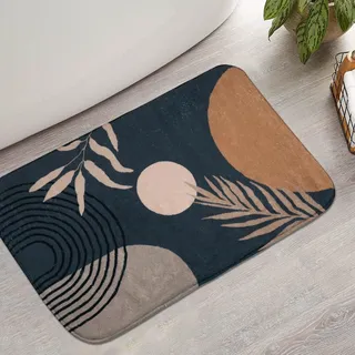 bsheuancek Schwarzer Boho-Badezimmerteppich, rutschfest, klein, niedlicher Badematte, weich, waschbar, ästhetischer Badematte, Duschvorleger für Badewanne, Schlafzimmer, Küche