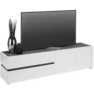 VOLEO TV-Lowboard 226,4x54,0x40,0 Weiß Hochglanz/Glas Holzwerkstoff