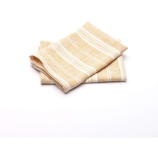 LinenMe Set aus 2 Gold Leinen Handtüchern Multistripe, 46 x 65 cm, Badetuch, europäisches Leinen, Maschinenwäsche, Super saugfähig
