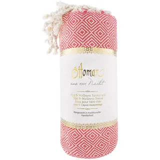 GREENDOOR Rautenmuster Hamam Tuch 1 St. pink/weiß