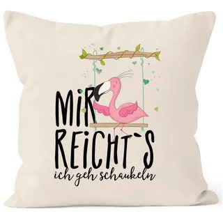 MoonWorks Dekokissen Kissen-Bezug Flamingo Mir reichts ich geh schaukeln Sprüche Spruch beige|schwarz