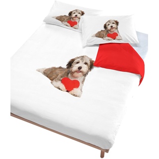 Digital cp-dig-2p Bettbezug, 100% Baumwolle, Doppelbett 504 Hund Herz Rot (250 x 200 cm + 2/52 x 82 cm) braun