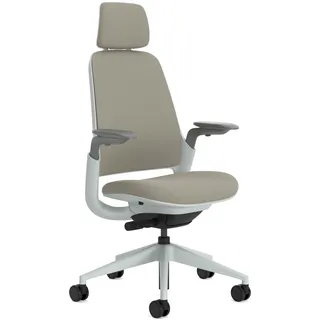 Steelcase Ergonomischer Bürostuhl: Series 1, Kopfstütze, Trüffel | 4D-Armlehnen, Universalrollen, Premium-Materialien, bis 150 kg und 190 cm, sitzkomfort