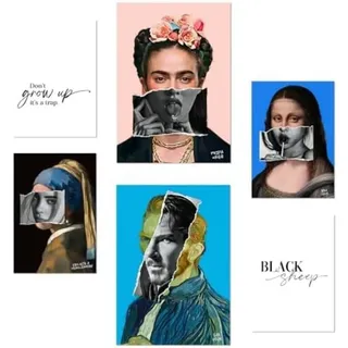 POSTER Set Mit 6 Ikonische Frida Van Gohg Collage Pop Art A3 & A4 Rahmenlos