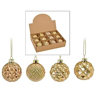 MC-Trend 12er Set edle Luxus Glas Weihnachtskugeln Ø 6cm Weihnachtsbaum Kugeln Christbaumkugeln Weihnachts Deko (Mehrfarbig Gold/Rose`Gold)