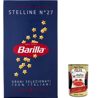 Barilla Stelline n° 27 Pasta Hartweizengrieß 500g+Italian Polpa 400g