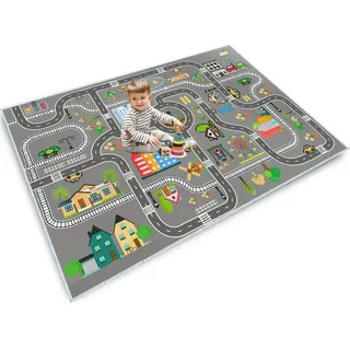 Autoteppich kinder,spielteppich kinder straße,kinderteppich für Jungen&Mädchen,Spielmatte Fahrzeugteppich Bauteppich,Stadt Lernbereich Teppich Pädagogisch für Schlafzimmer&Spielzimmer(A,120x180cm)