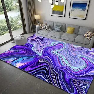 Teppich Modern Flanell Rutschfest Waschbar Mehrfarben 3D Pink Lila Marmor Welligkeit Wirbel Muster Schlafzimmer Wohnzimmer Kinderzimmer Badezimmer Balkon Gang Fußabtreter (Farbe 3,120x160 cm)