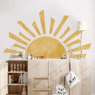 Wandtattoo Kinderzimmer Deko Wandsticker Babyzimmer Mädchen Jungen Boho Wall Stickers Wandteppich Große Selbstklebend Hintergrund Wandaufkleber Sonne Wanddeko (B-Sonne 120 * 67 cm)