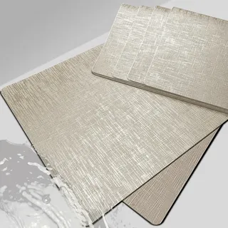 Hochwertige Platzsets leder mit mitierter Metallglanz, Platzdeckchen rutschfester, Tischuntersetzer abwaschbar-hitzebeständig-zuschneidbar. 6er Set Tischsets Abwaschbar aus Kunststoff für Outdoor