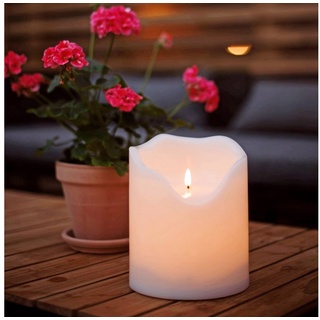 STAR TRADING LED-Kerze XXL Kerze Kunststoff flackernd H:20cm für Balkon Terrasse Garten weiß weiß