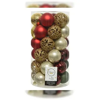 Christmas Decorations 37 Weihnachtskugeln 6cm Kunststoff Christbaumkugeln Christbaumschmuck Rot Champagner Grün