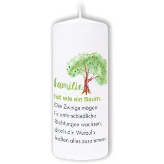 KERZENBOTE Spruchkerze 'Familie ist wie ein Baum' | Geschenk-Kerze | in Deutschland gefertigt | 6x15cm