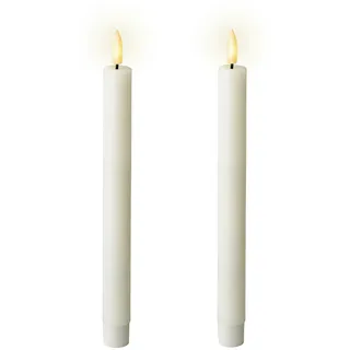 Lumineo LED Kerzen mit Timerfunktion 24cm Wachs - Echtwachskerzen flackernde Flamme Kerzen batteriebetrieben Wachskerzen Stabkerzen Rustik Weiß Warmweiß