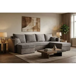 Konstanta Möbelhaus Wohnlandschaft ER 2 Boxspringsofa 290 cm Boxspringmatratze Bettkasten Schlaffunktion, mit Federkern, Bettfunktion, Bettkasten beige
